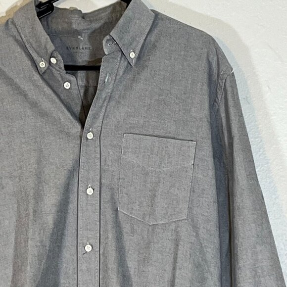 Everlane Men's Heather‎ Blue Button Down One Pocket Shirt Size Large 100% Cotton - Picture 2 of 9